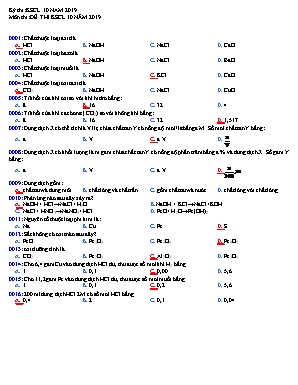 Đề thi khảo sát kiến thức chuẩn bị cho năm học mới môn Hóa học Lớp 10 - Đề gốc - Năm học 2019-2020 - Trường THPT Liễn Sơn